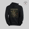 Black hoodie with 'Beetlegoose' graphic design on a gray background