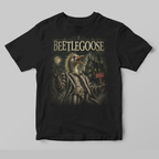 Black t-shirt with 'Beetlegoose' graphic design on a gray background