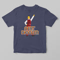 A navy blue short-sleeve t-shirt with a graphic of a dancing character and the text 'BERT DIGGLER' printed on the front, displayed against a neutral gray background.