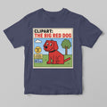 Gray t-shirt with a funny clipart graphic of a big red dog and text on a gray background