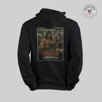 Black hoodie with 'Conan the Librarian' graphic on a gray background