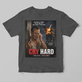 a charcoal tshirt with a funny die hard movie inspired parody design print