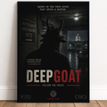 Funny movie poster for 'Deep Goat' with a silhouette of a goat and text on a dark background.