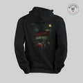 Black hoodie with 'Nightmare on Sesame Street' graphic on a gray background
