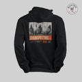 Black hoodie with 'Grainspotting' graphic on a gray background