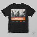 Black t-shirt with 'Grainspotting' graphic featuring pigeons on a gray background