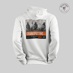 White hoodie with 'Grainspotting' graphic on a gray background