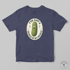 A navy mashforge t-shirt with a funny design saying I've got a tickle in my pickle