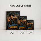 Three framed posters of Spockadite Dundee with available sizes A2, A3, and A4 displayed below.