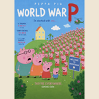 Promotional poster for 'Peppa Pig: World War P' with Peppa Pig family and soldiers on a hill.