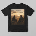 a black t-shirt featuring a unique funny graphic design featuring dances with wolverine design