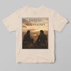 a cream t-shirt featuring a unique funny graphic design featuring dances with wolverine design