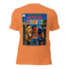 Orange t-shirt with 'Weekend at Ernie's' graphic featuring Muppets on a white background