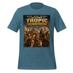 Blue t-shirt with 'Beyond the Tropic Thunderdome' graphic design on a white background