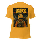 Yellow t-shirt with funny rainbow Wars graphic on a white background
