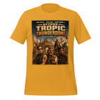 Yellow t-shirt with 'Beyond Tropic Thunderdome' graphic design on a white background
