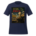 Navy blue t-shirt with 'Better Call Paul' funny mashforge graphic featuring an alien in a suit.