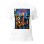 White t-shirt with 'Weekend at Ernie's' Sesame Street graphic