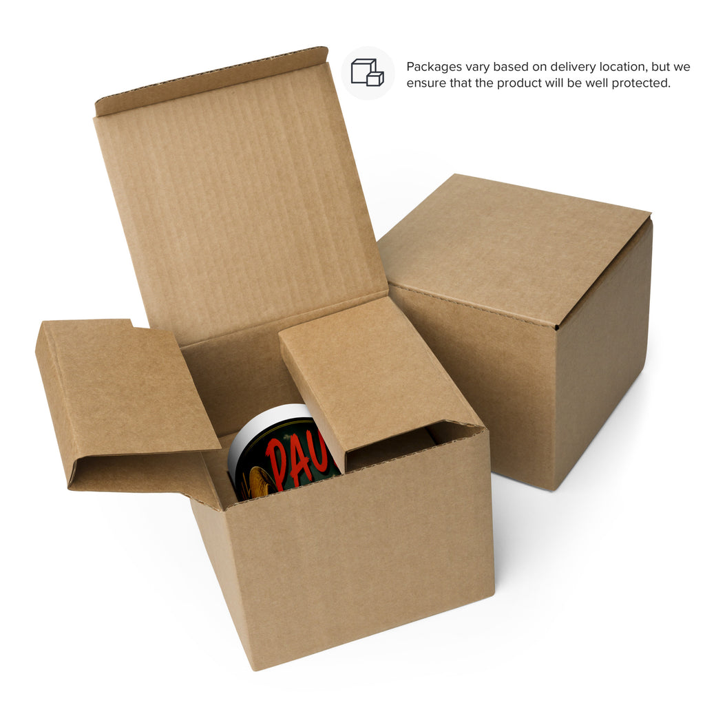 Brown cardboard box with a product inside on a white background