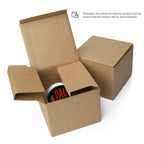 Brown cardboard box with a product inside on a white background